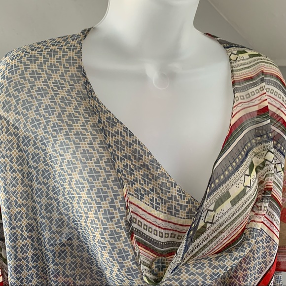 Room Mates Swoop Neck Multi Pattern Blouse | L - Picture 7 of 9
